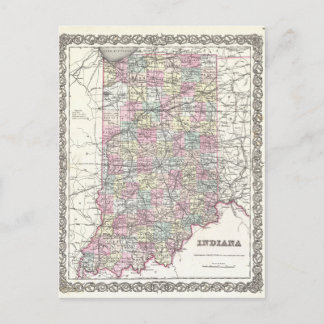 Carte de l'Indiana. Joseph Hutchins Colton