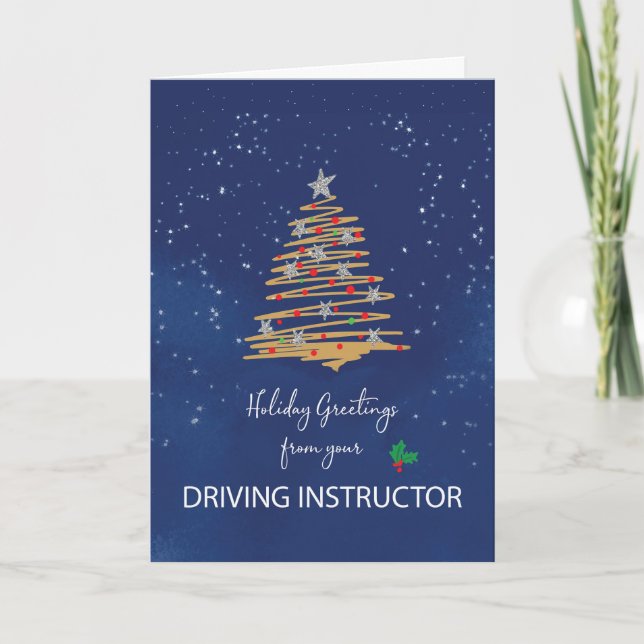 Carte De l'instructeur de conduite sapin de Noël sur la  (Devant)