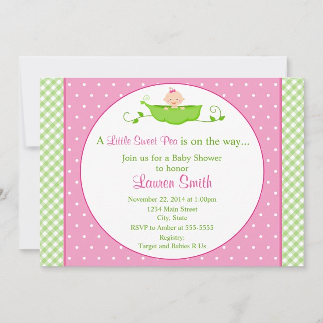 Carte de l'invitation 5x7 de baby shower de fille (Devant)