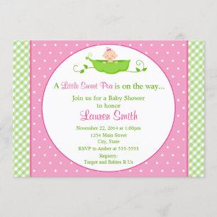 Carte de l'invitation 5x7 de baby shower de fille