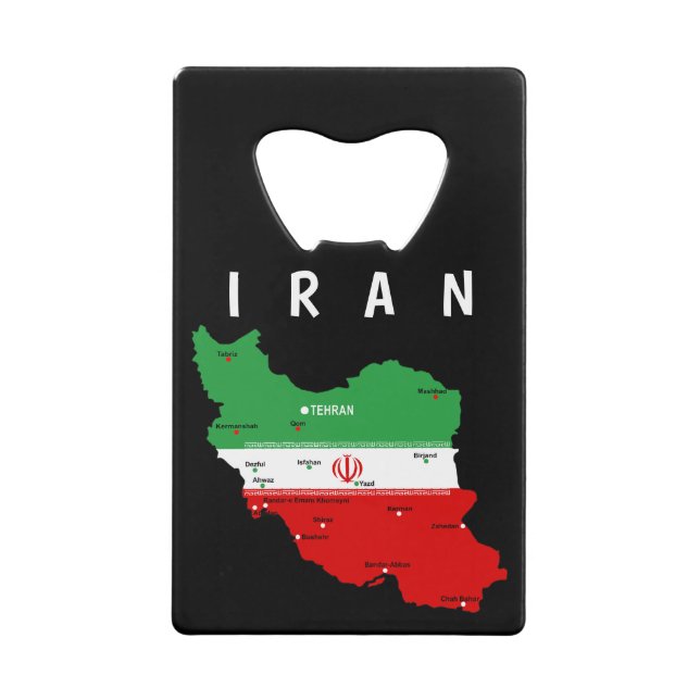 Carte de l'Iran avec drapeau et emblème (Devant)