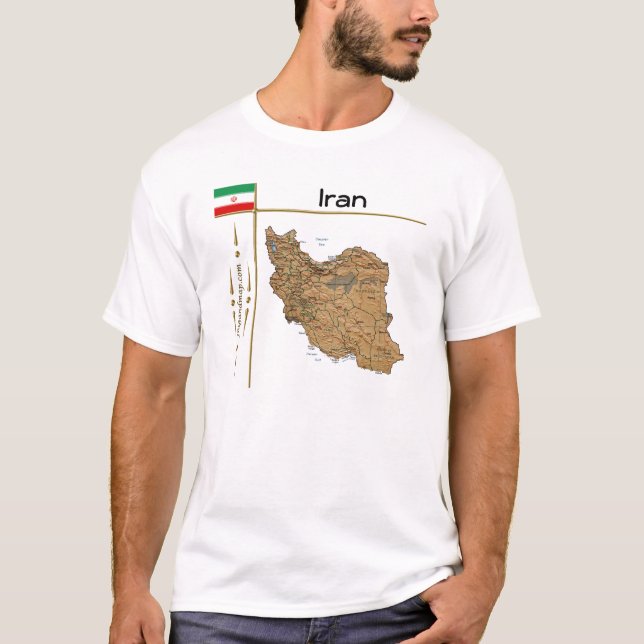 Carte de l'Iran + Drapeau + Titre T-shirt (Devant)