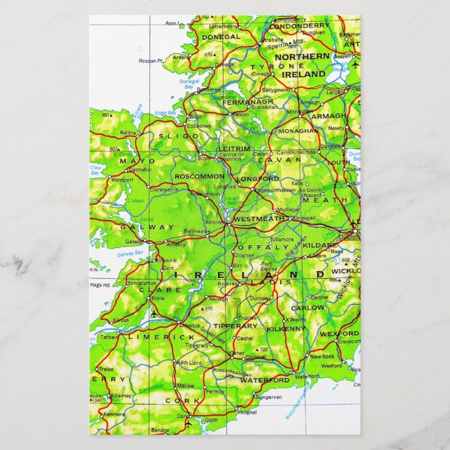 Carte de l'Irlande Emerald Isle St Patrick's Day (Devant)