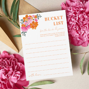 Carte de liste de seau de douche de mariage floral