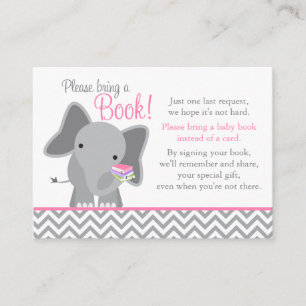 Carte de livre rose de baby shower de Chevron