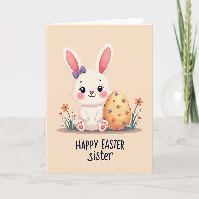 Carte de l'Œuf de Fête de Lapin Mignon (Devant)
