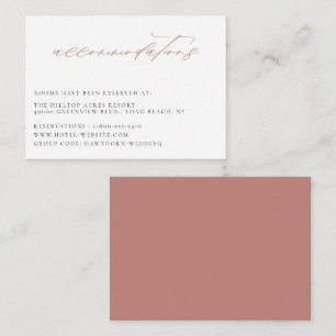 Carte de logement pour Mariage Rose Dusty