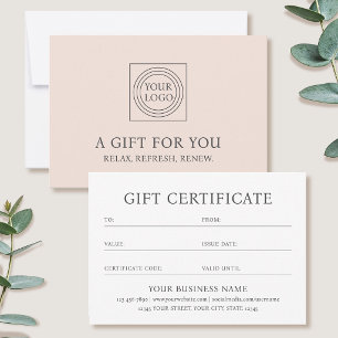 Carte de logo d'entreprise de certificat-cadeau él