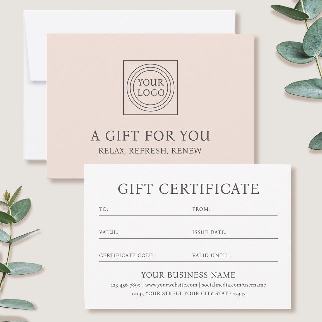 Carte de logo d'entreprise de certificat-cadeau él (Créateur téléchargé)