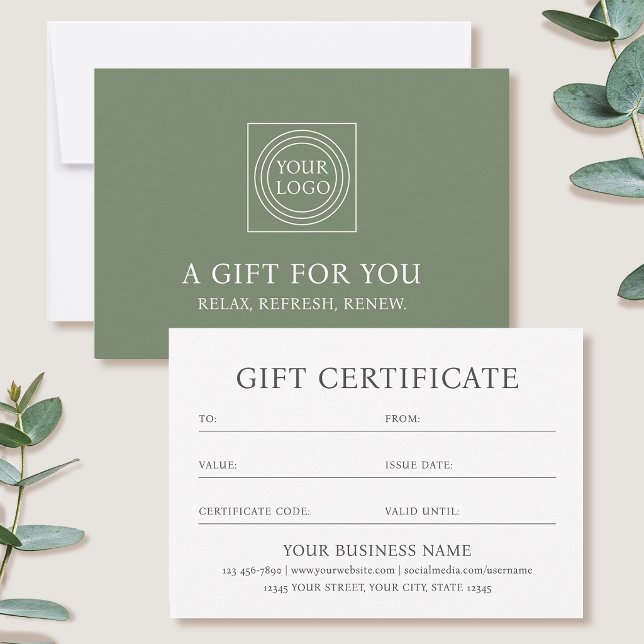 Carte de logo d'entreprise de certificat-cadeau él (Créateur téléchargé)