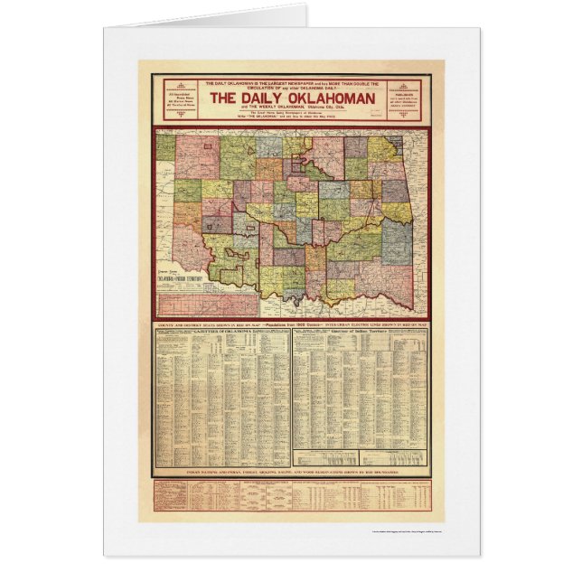 Carte de l'Oklahoma et du territoire indien 1905 (Devant)