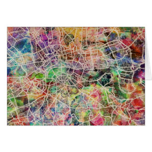 Carte de Londres Art Watercolor