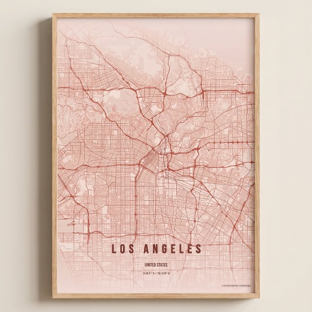 Carte de Los Angeles LA Impression sur toile Poste (Créateur téléchargé)