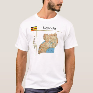 Carte de l'Ouganda + Indicateur + Titre T-shirt