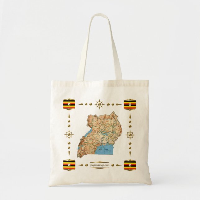 Carte de l'Ouganda + sac drapeaux (Devant)