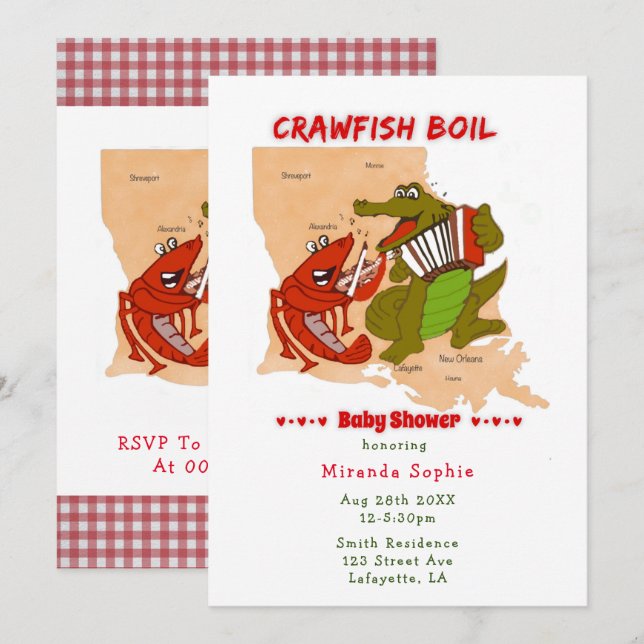 Carte de Louisiane Invitation à une Baby Shower Cr (Devant / Derrière)