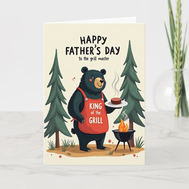Carte de l'ours de la Fête des pères Grill King (Devant)