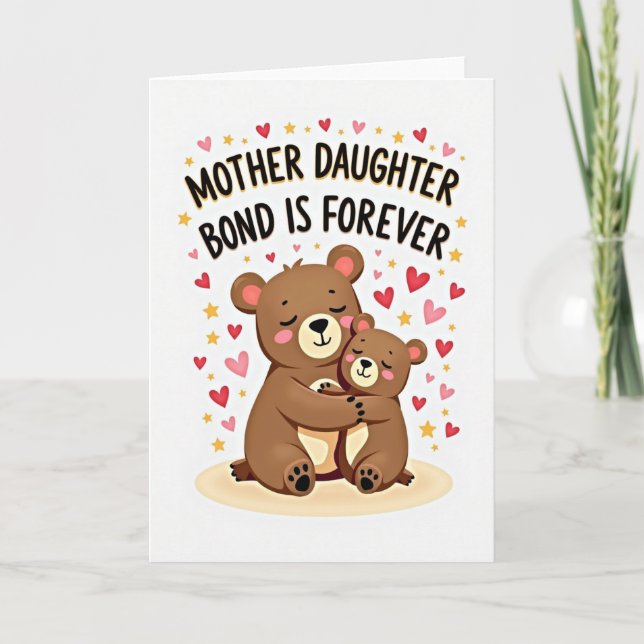 Carte de l'ours maman fille aimante (Devant)