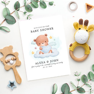 Carte de l'ours pour la baby shower de Maman et Pa