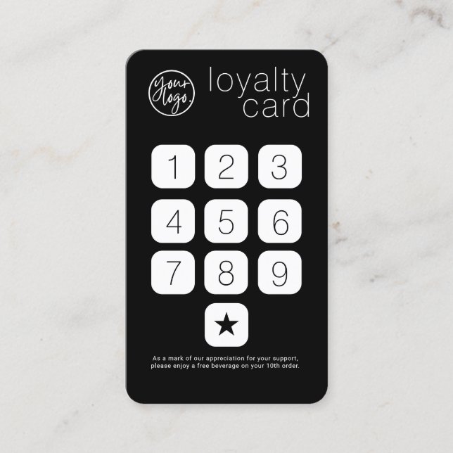 CARTE DE LOYAUTÉ DE STYLE KEYPAD DE LOYAUTÉ NOIR (Devant)