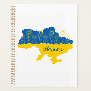 Carte de l'Ukraine avec tournesol et drapeau ukrai