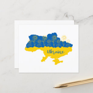 Carte de l'Ukraine avec tournesol et drapeau ukrai
