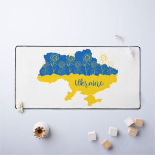 Carte de l'Ukraine avec tournesol et drapeau ukrai