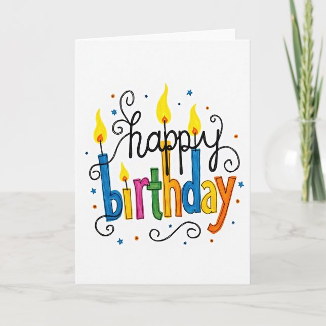 Carte de lumières d'anniversaire peintes (Devant)