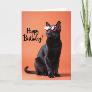 Carte de lunettes de chat noir amusant