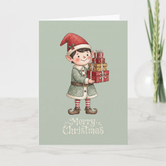 Carte de lutin de Noël mignon