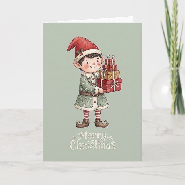 Carte de lutin de Noël mignon (Devant)