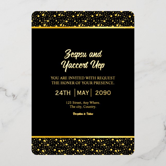 Carte de luxe noir et or Design Gold Foil (Recto)