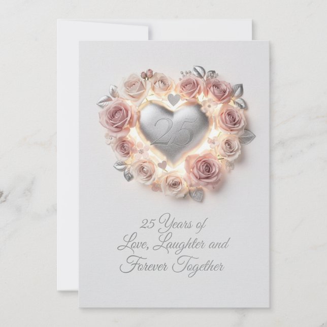 Carte de luxe pour les 25 ans de mariage – Romanti (Devant)