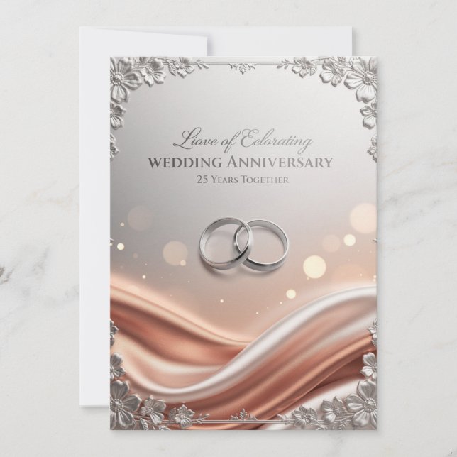 Carte de luxe pour les 25 ans de mariage – Sil élé (Devant)
