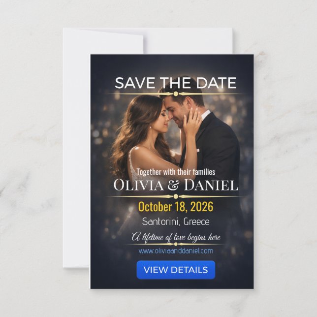 Carte de Luxe pour Sauvegarder la Date de Mariage  (Devant)