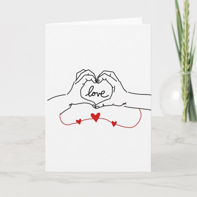 Carte de mains ensemble cœur amour (Devant)