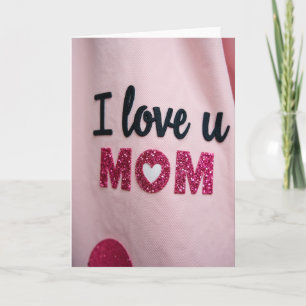 Carte de maman à l'amour de cœur rose Je t'aime