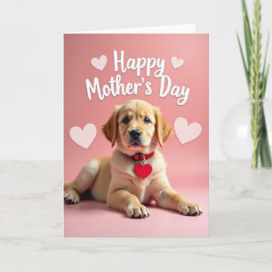 Carte de maman amour chiot doré