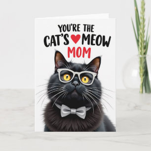 Carte de maman de chat aux lunettes scintillantes