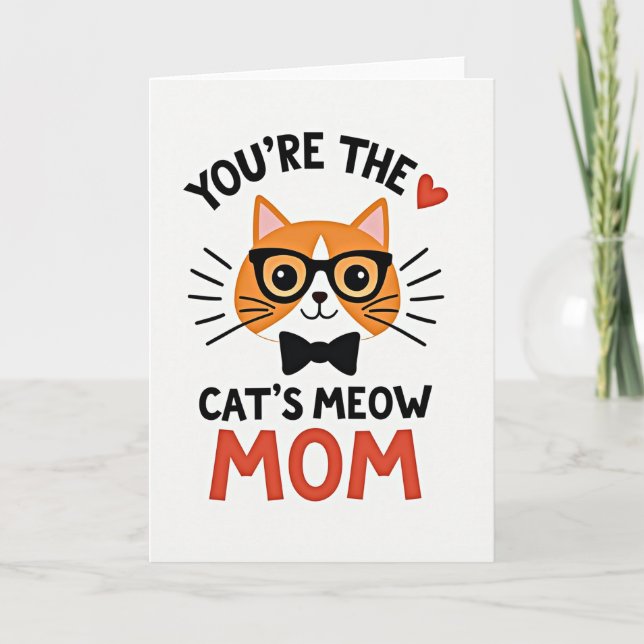 Carte de maman de chat rayonnante (Devant)