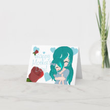 Carte de maman et fille dessin animé