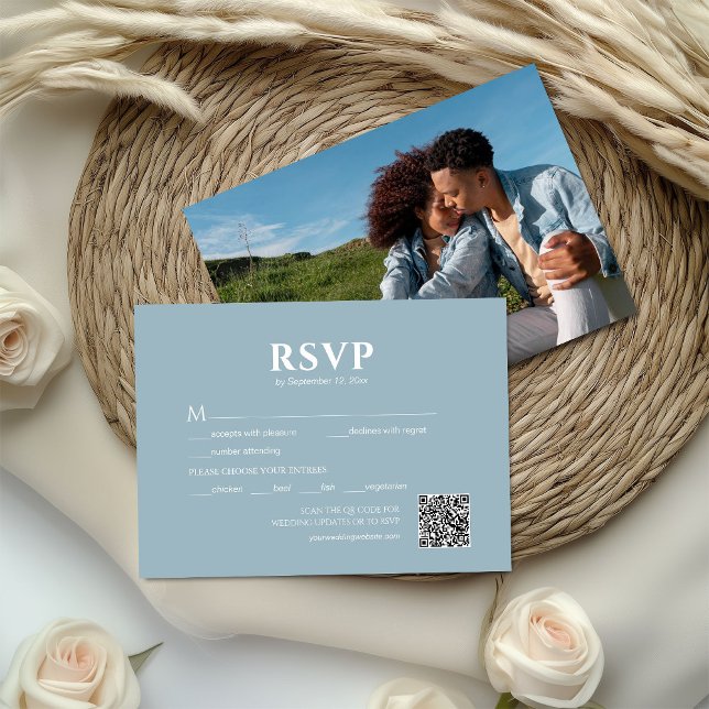 Carte de mariage à code QR poussière bleue (Créateur téléchargé)