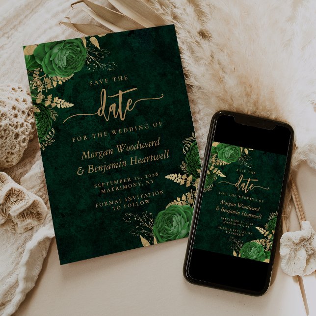 Carte de mariage à conserver avec motif floral ver (Créateur téléchargé)