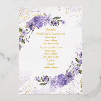 Carte de mariage à détail en feuille métallisée fl