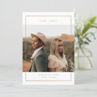 Carte de mariage à encadrer doré pour annoncer la 