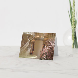 Carte de mariage à fontaine fleurie rose