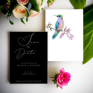 Carte de mariage à l'aquarelle Colibri Save the Da
