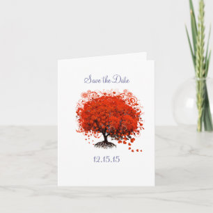 Carte de mariage à l'arbre rouge pour réserver la