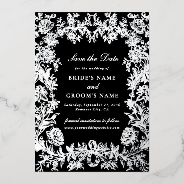 Carte de mariage à l'argent véritable avec motif f (Recto)