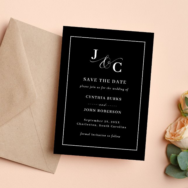 Carte de mariage à monogramme esperluette "Save th (Ampersand monogram save the date cards add a chic touch while announcing your wedding day.)